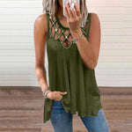 Gilet creux sexy sans manches de couleur unie pour femmes
