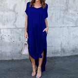 Robe col V avec fentes et poches