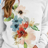 Sweat-shirt Fleuri à Col Rond