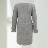 Robe Midi à Manches Longues Col en V Fendue