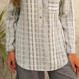 Chemise Décontractée Rayée Á Col En V Et Manches Longues