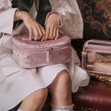 Sac cosmétique en velours de grande capacité