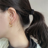 Boucles D'oreilles Tiges Demi Coeur Rond