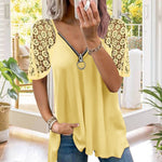 T-shirt zippé en dentelle élégante