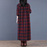 Robe Chemise à Carreaux à Manches Longues