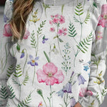 Sweat-shirt Fleuri à Col Rond