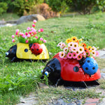 Pot de fleurs coccinelle en métal