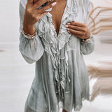 Minirobe En Mousseline De Soie Unie Á Col En V