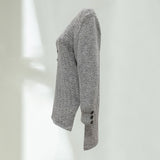 Robe Midi à Manches Longues Col en V Fendue