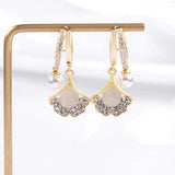 Boucles d'Oreilles Opale Feuille de Ginkgo