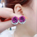 Boucles d'oreilles diamant rose pour femme