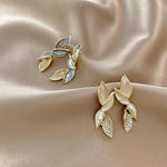 Boucles d'Oreilles Inspiration Feuille Brillante