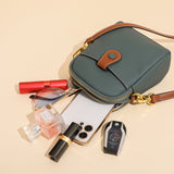 Sac à bandoulière unicolore multifonctionnel en cuir souple