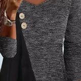 T-shirt manches longues col V contrastant