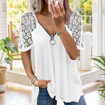 T-shirt zippé en dentelle élégante