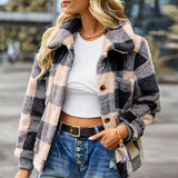 Manteau en Molleton Épais à Carreaux