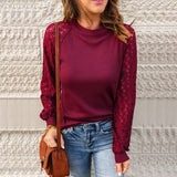T-shirt à encolure ras du cou Waffle Grace Panel pour femmes