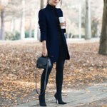 Blazer tendance en laine unicolore à col montant