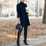 Blazer tendance en laine unicolore à col montant