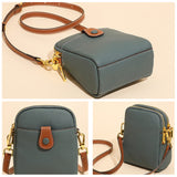 Sac à bandoulière unicolore multifonctionnel en cuir souple