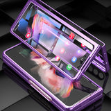 Étui de téléphone double face en verre trempé magnétique pour Samsung