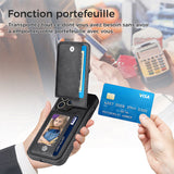 Étui magnétique pour téléphone avec fermeture éclair et fente pour carte de crédit