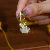 Boucles d'Oreilles Opale Feuille de Ginkgo