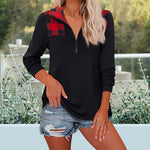 T-shirt Zippé à Carreaux et Revers