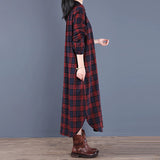 Robe Chemise à Carreaux à Manches Longues