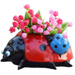 Pot de fleurs coccinelle en métal