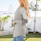 Chemisier à manches longues et col rond à coutures léopard