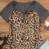 Chemisier Léopard Évidé Á Manches Raglan
