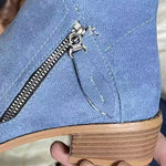 Bottines à Talons Épais et Fermeture Éclair Latérale pour Femmes