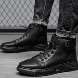 Bottes En Cuir Chaudes Noires