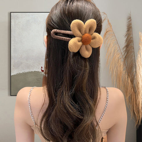 Épingles à Cheveux à Fleurs en Peluche Élégantes