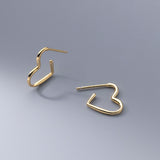 Boucles D'oreilles Tiges Demi Coeur Rond