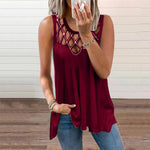 Gilet creux sexy sans manches de couleur unie pour femmes