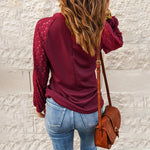 T-shirt à encolure ras du cou Waffle Grace Panel pour femmes