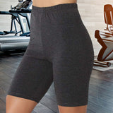 Pantalon de yoga plat à cinq points de couleur unie pour femmes