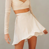 Jupe portefeuille en satin mousseline