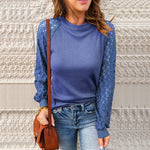 T-shirt à encolure ras du cou Waffle Grace Panel pour femmes