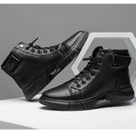 Bottes En Cuir Chaudes Noires