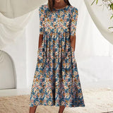 Robe de poche imprimée à col rond