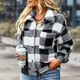 Manteau en Molleton Épais à Carreaux