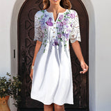 Robe Mi-longue Á Imprimé Papillon