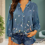 Chemise à imprimé papillon pour femme