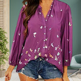 Chemise à imprimé papillon pour femme