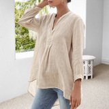 Chemisier décontracté de couleur unie avec col en V