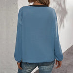 T-shirt Cardigan Gaufré à Manches Longues