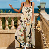 Combinaison à bretelles décontractée à imprimé lâche pour femmes